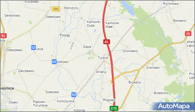 mapa Turzno gmina Łysomice, Turzno gmina Łysomice na mapie Targeo