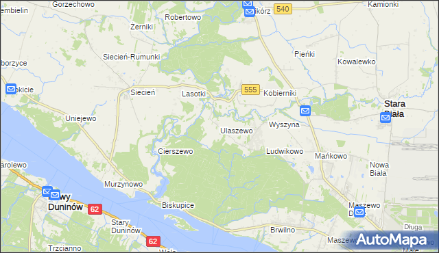 mapa Ulaszewo, Ulaszewo na mapie Targeo