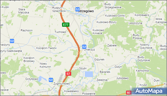 mapa Unierzyż, Unierzyż na mapie Targeo