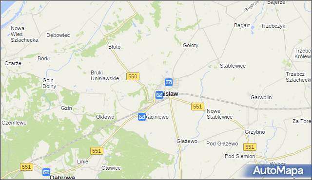 mapa Unisław powiat chełmiński, Unisław powiat chełmiński na mapie Targeo