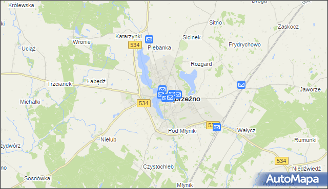 mapa Wąbrzeźno, Wąbrzeźno na mapie Targeo