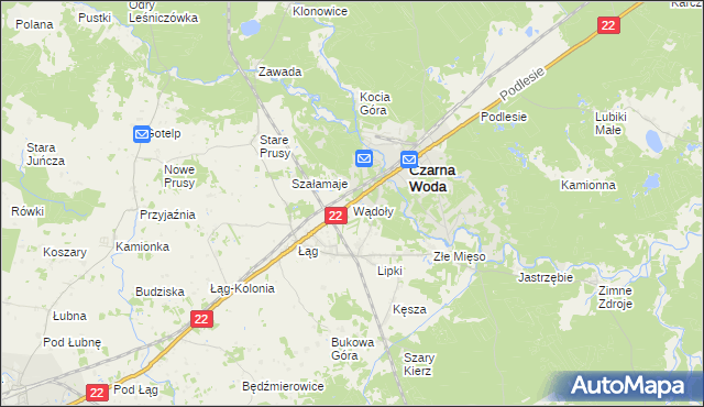 mapa Wądoły gmina Czersk, Wądoły gmina Czersk na mapie Targeo