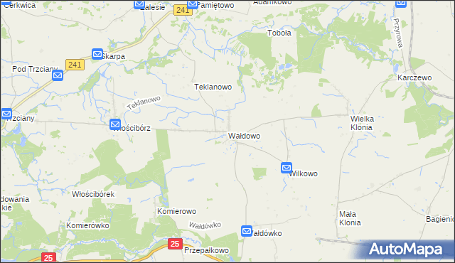 mapa Wałdowo gmina Sępólno Krajeńskie, Wałdowo gmina Sępólno Krajeńskie na mapie Targeo