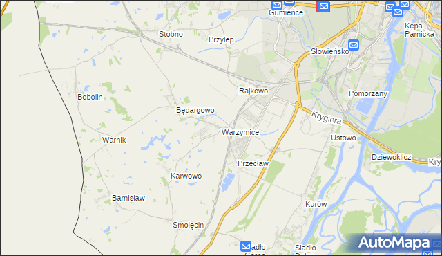 mapa Warzymice, Warzymice na mapie Targeo