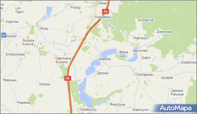 mapa Wąsosz gmina Szubin, Wąsosz gmina Szubin na mapie Targeo