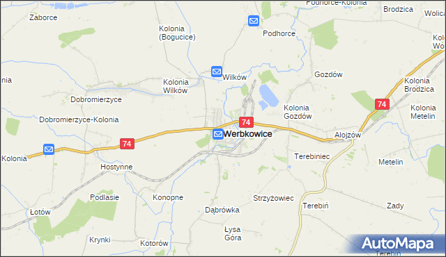 mapa Werbkowice, Werbkowice na mapie Targeo