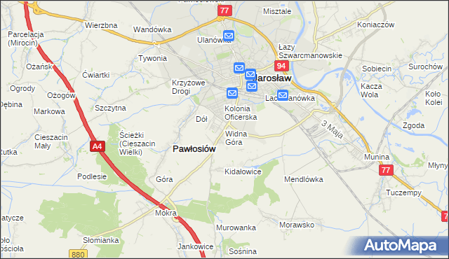 mapa Widna Góra, Widna Góra na mapie Targeo