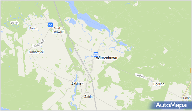 mapa Wierzchowo powiat drawski, Wierzchowo powiat drawski na mapie Targeo