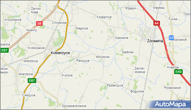 mapa Wilczków gmina Żórawina, Wilczków gmina Żórawina na mapie Targeo