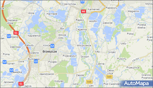 mapa Wilczkowice gmina Brzeszcze, Wilczkowice gmina Brzeszcze na mapie Targeo