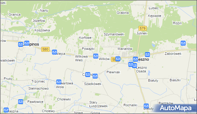 mapa Wilków gmina Leszno, Wilków gmina Leszno na mapie Targeo