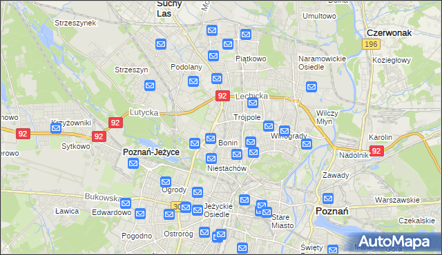 mapa Winiary gmina Poznań, Winiary gmina Poznań na mapie Targeo