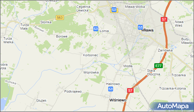mapa Wiśniewko gmina Wiśniewo, Wiśniewko gmina Wiśniewo na mapie Targeo