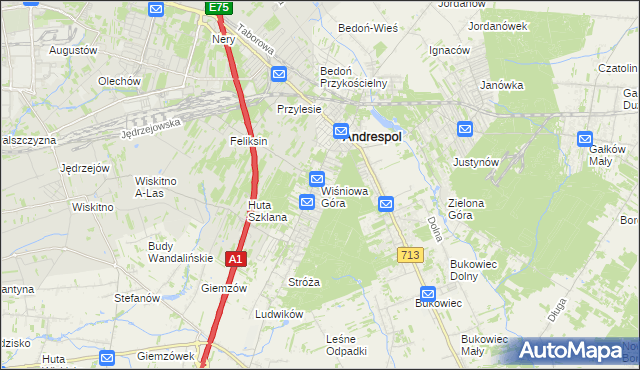 mapa Wiśniowa Góra, Wiśniowa Góra na mapie Targeo