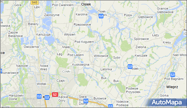 mapa Witkowice gmina Kęty, Witkowice gmina Kęty na mapie Targeo