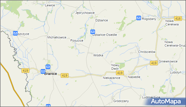 mapa Wódka gmina Branice, Wódka gmina Branice na mapie Targeo