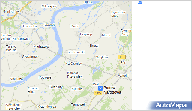mapa Wojków gmina Padew Narodowa, Wojków gmina Padew Narodowa na mapie Targeo
