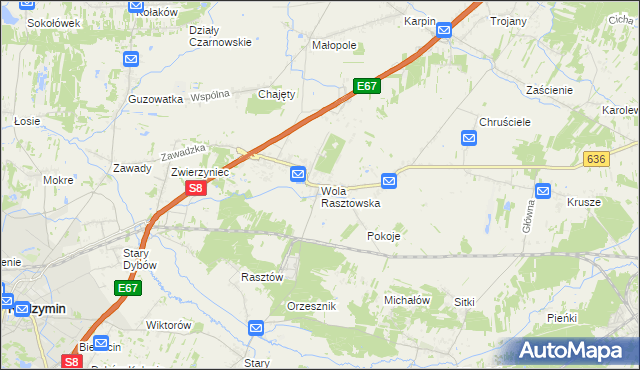 mapa Wola Rasztowska, Wola Rasztowska na mapie Targeo