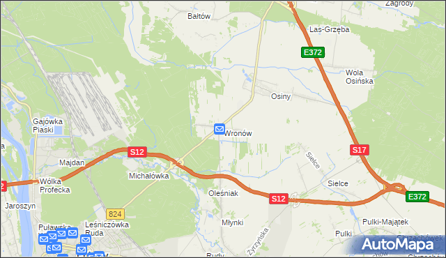 mapa Wronów gmina Końskowola, Wronów gmina Końskowola na mapie Targeo