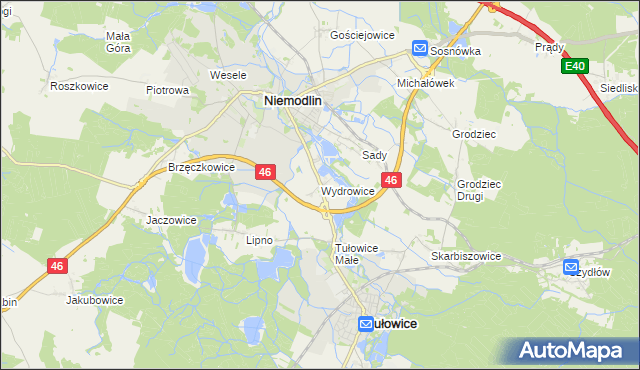 mapa Wydrowice gmina Niemodlin, Wydrowice gmina Niemodlin na mapie Targeo
