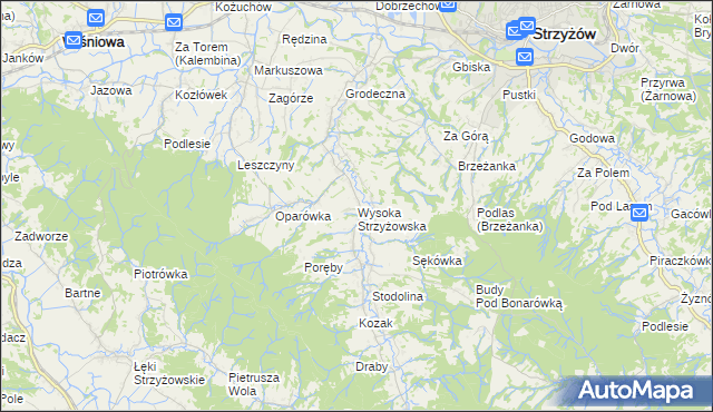 mapa Wysoka Strzyżowska, Wysoka Strzyżowska na mapie Targeo