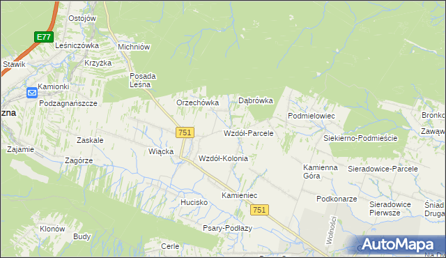 mapa Wzdół-Parcele, Wzdół-Parcele na mapie Targeo