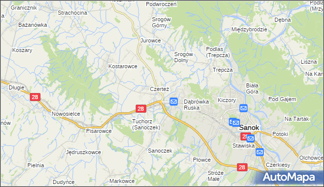 mapa Zabłotce gmina Sanok, Zabłotce gmina Sanok na mapie Targeo