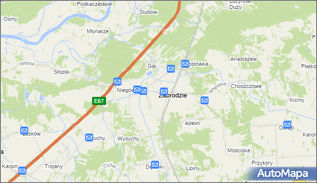 mapa Zabrodzie powiat wyszkowski, Zabrodzie powiat wyszkowski na mapie Targeo