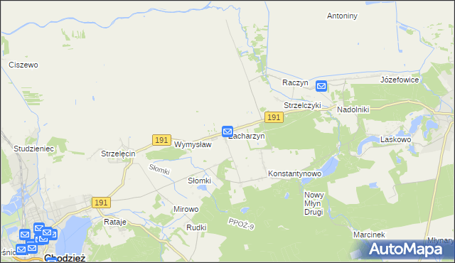 mapa Zacharzyn, Zacharzyn na mapie Targeo