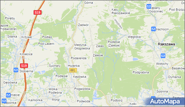 mapa Zalesie gmina Czarna, Zalesie gmina Czarna na mapie Targeo