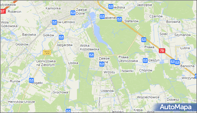 mapa Zalesie Górne, Zalesie Górne na mapie Targeo