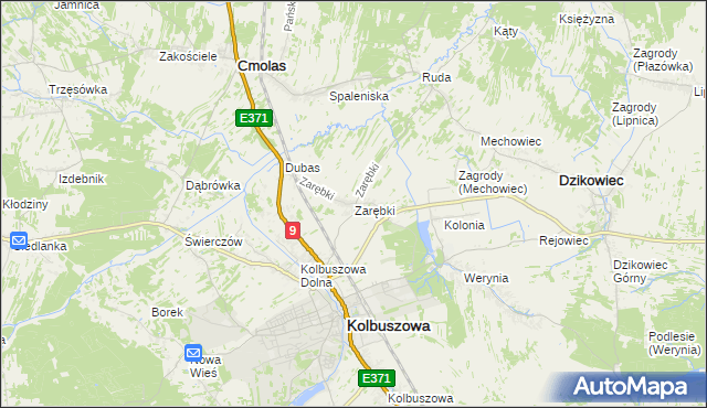 mapa Zarębki gmina Kolbuszowa, Zarębki gmina Kolbuszowa na mapie Targeo