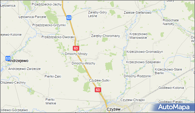 mapa Zaręby-Bindugi, Zaręby-Bindugi na mapie Targeo