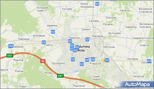 mapa Zduńska Wola, Zduńska Wola na mapie Targeo