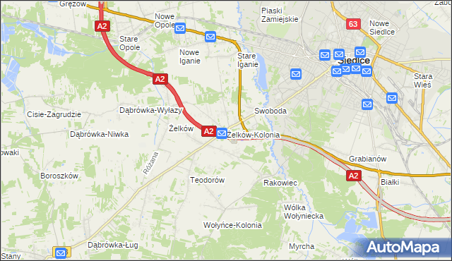 mapa Żelków-Kolonia, Żelków-Kolonia na mapie Targeo