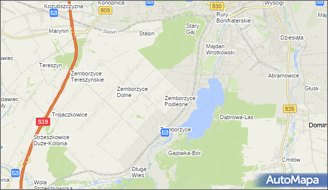 mapa Zemborzyce Podleśne, Zemborzyce Podleśne na mapie Targeo