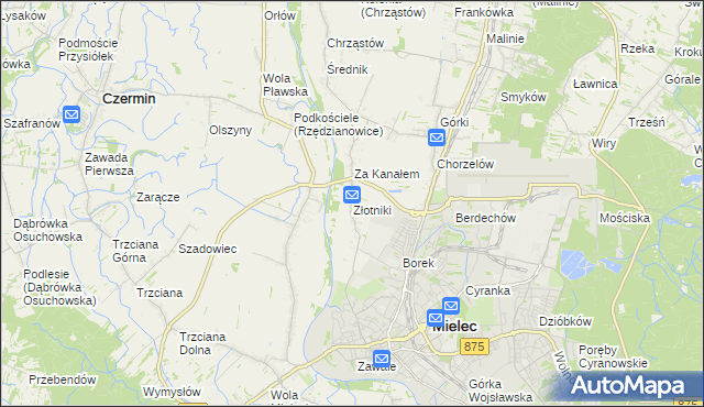 mapa Złotniki gmina Mielec, Złotniki gmina Mielec na mapie Targeo