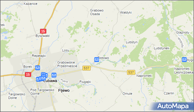 mapa Złotowo gmina Lubawa, Złotowo gmina Lubawa na mapie Targeo