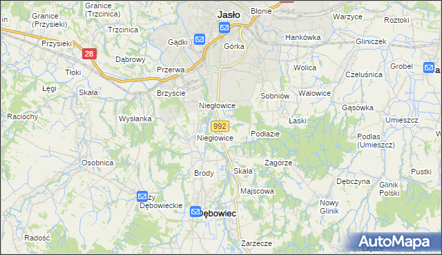 mapa Żółków gmina Jasło, Żółków gmina Jasło na mapie Targeo