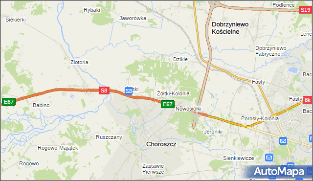 mapa Żółtki-Kolonia, Żółtki-Kolonia na mapie Targeo