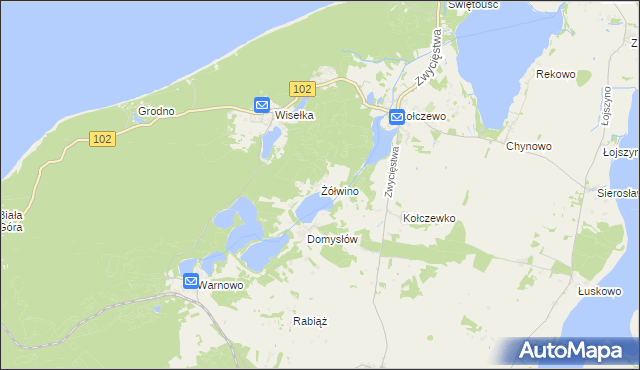 mapa Żółwino gmina Wolin, Żółwino gmina Wolin na mapie Targeo
