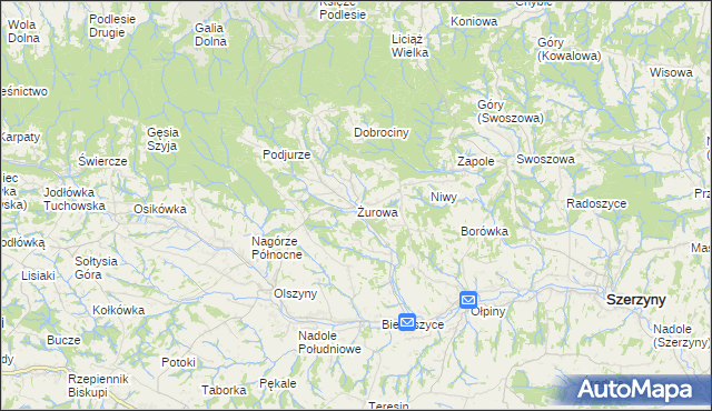 mapa Żurowa, Żurowa na mapie Targeo