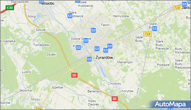 mapa Żyrardów, Żyrardów na mapie Targeo
