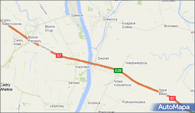 mapa Dworek gmina Stegna, Dworek gmina Stegna na mapie Targeo