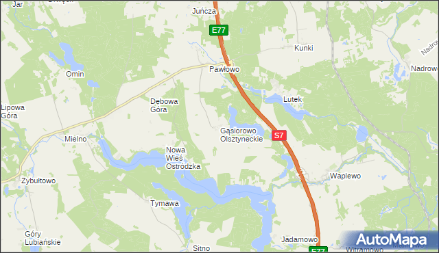 mapa Gąsiorowo Olsztyneckie, Gąsiorowo Olsztyneckie na mapie Targeo