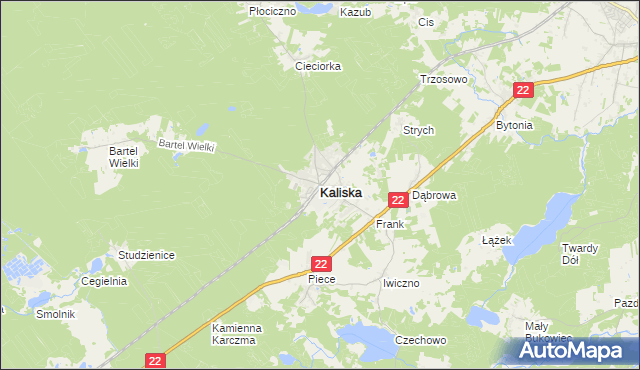 mapa Kaliska powiat starogardzki, Kaliska powiat starogardzki na mapie Targeo