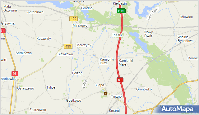 mapa Kamionki Duże, Kamionki Duże na mapie Targeo