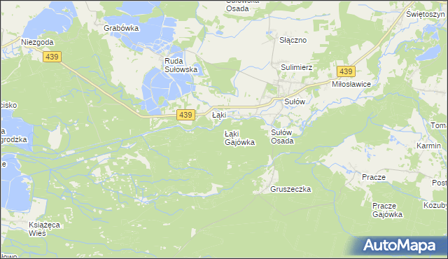 mapa Łąki Gajówka, Łąki Gajówka na mapie Targeo