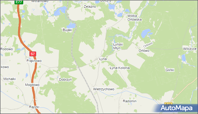 mapa Łyna, Łyna na mapie Targeo