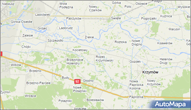 mapa Rożek Krzymowski, Rożek Krzymowski na mapie Targeo